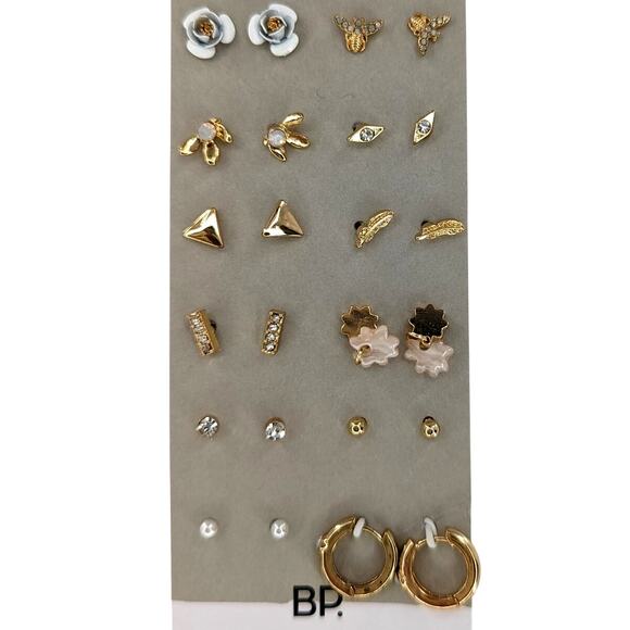 bp Jewelry - Set of 12 Earrings Firefly Roses Studs Huggie by BP